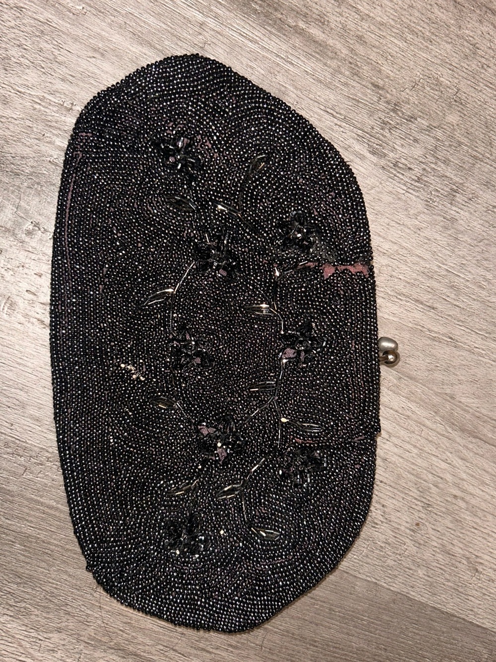 Black Beaded Floral Clutch